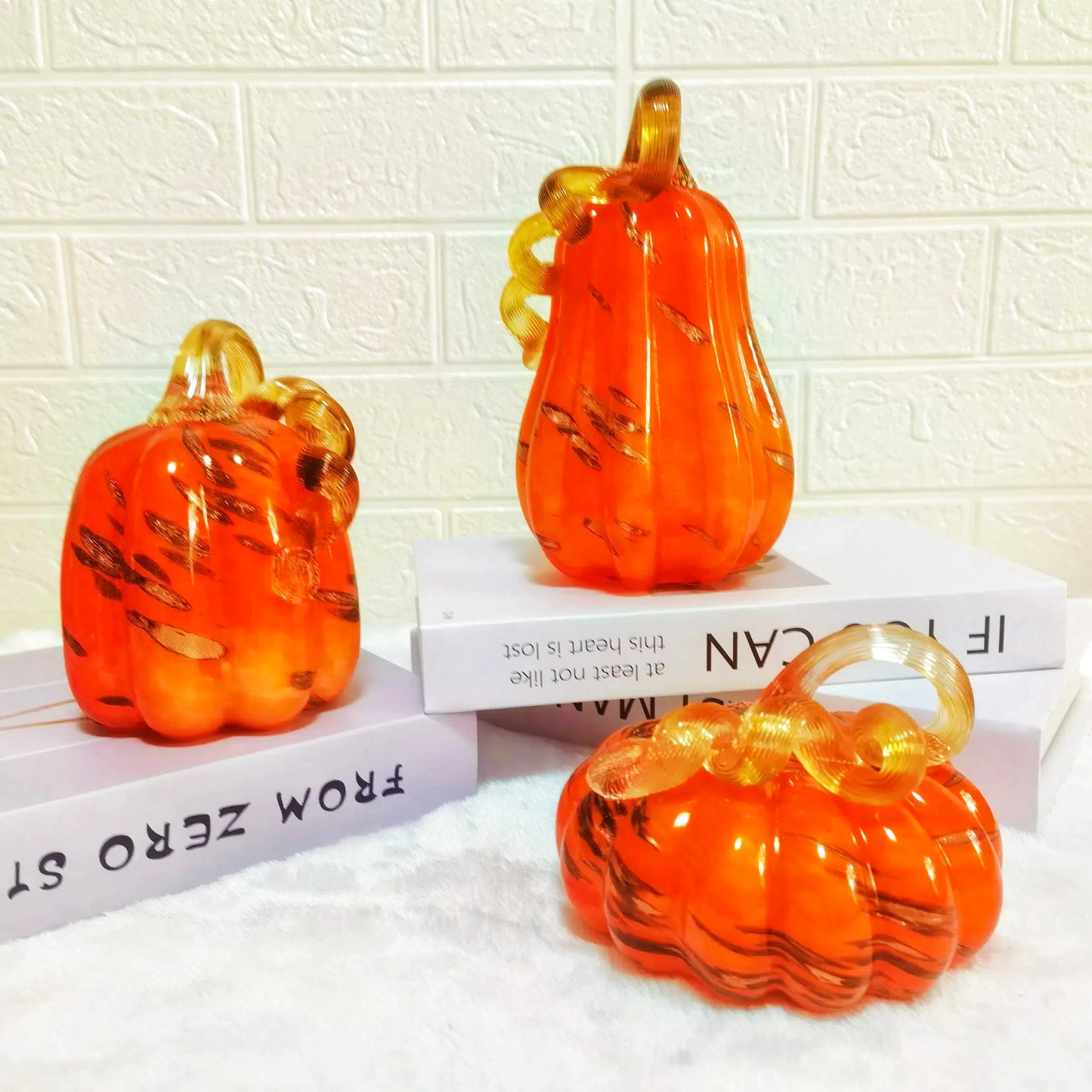 Mystic Amber Flame Glass Pumpkins – Upward journey of the soul