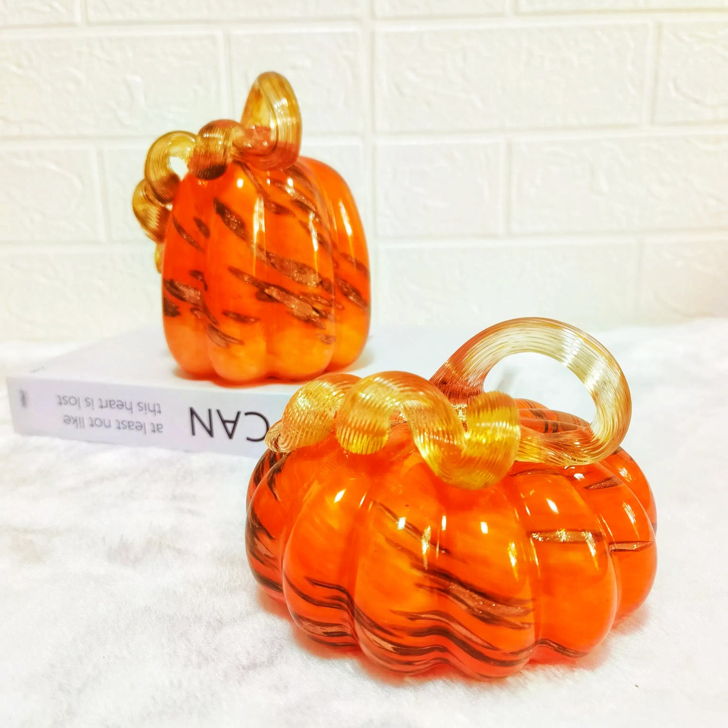 Mystic Amber Flame Glass Pumpkins – Upward journey of the soul