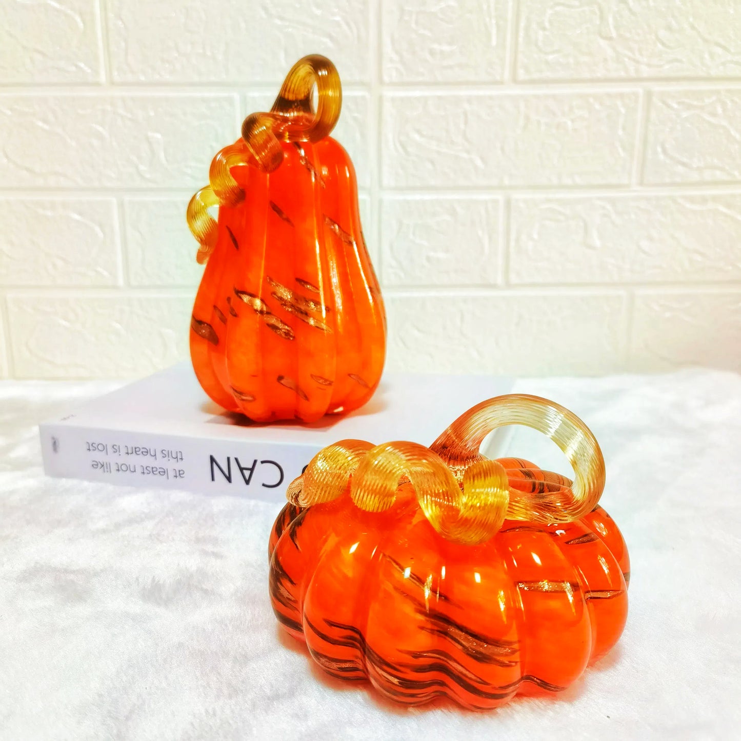 Mystic Amber Flame Glass Pumpkins – Upward journey of the soul