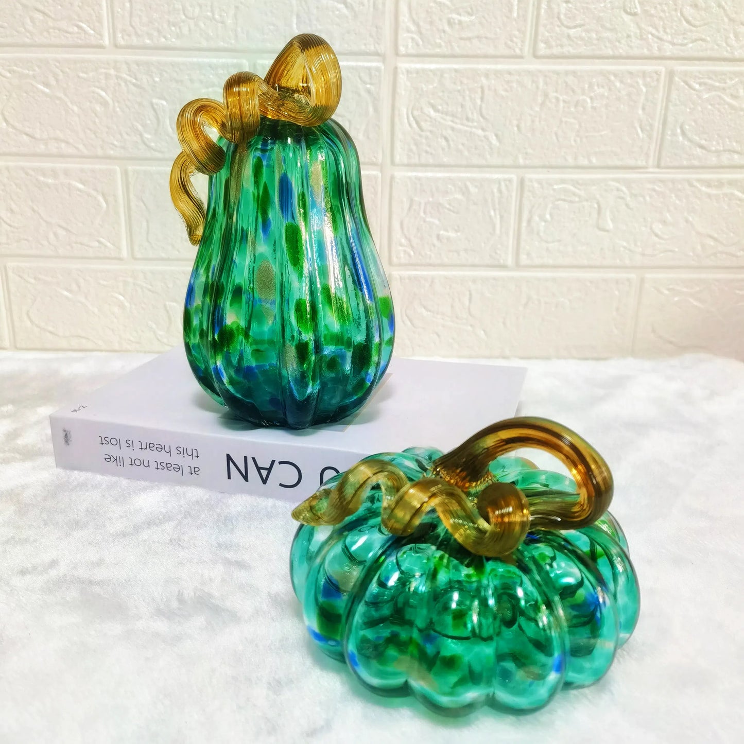 Mystic Teal Glass Pumpkins – Symbols of Transformation and Prosperity