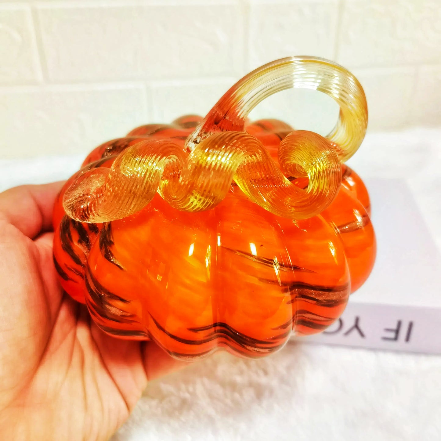 Mystic Amber Flame Glass Pumpkins – Upward journey of the soul